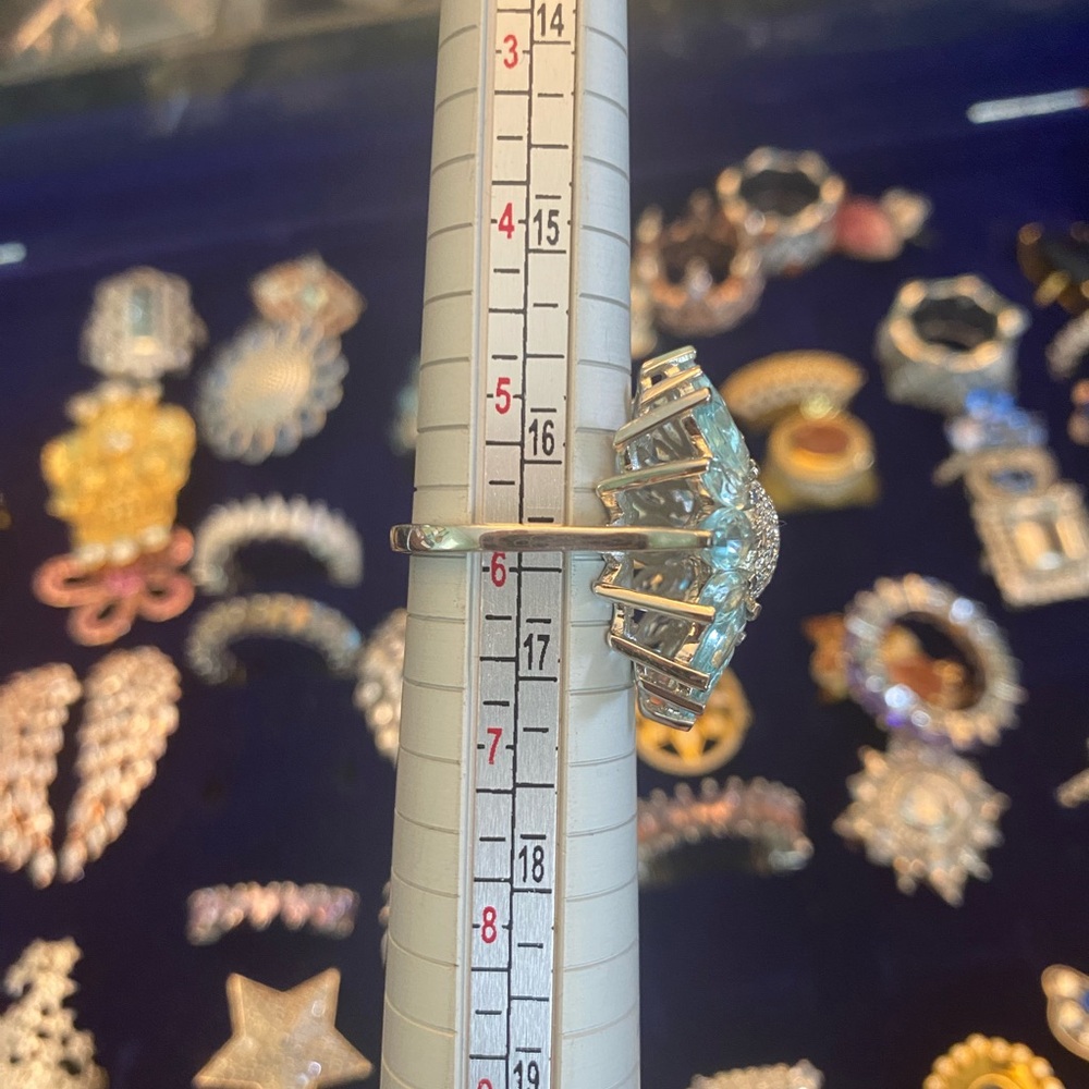 Silver and blue flower Hespera ring